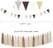 28 Pcs Boho Baby Shower Decorations - Neutral White, Brown & Champagne Party Set with Tissue Pom Poms, Tassel Garland, Triangle Flags & Circle Dots for Birthday, Wedding, or Fall Decor